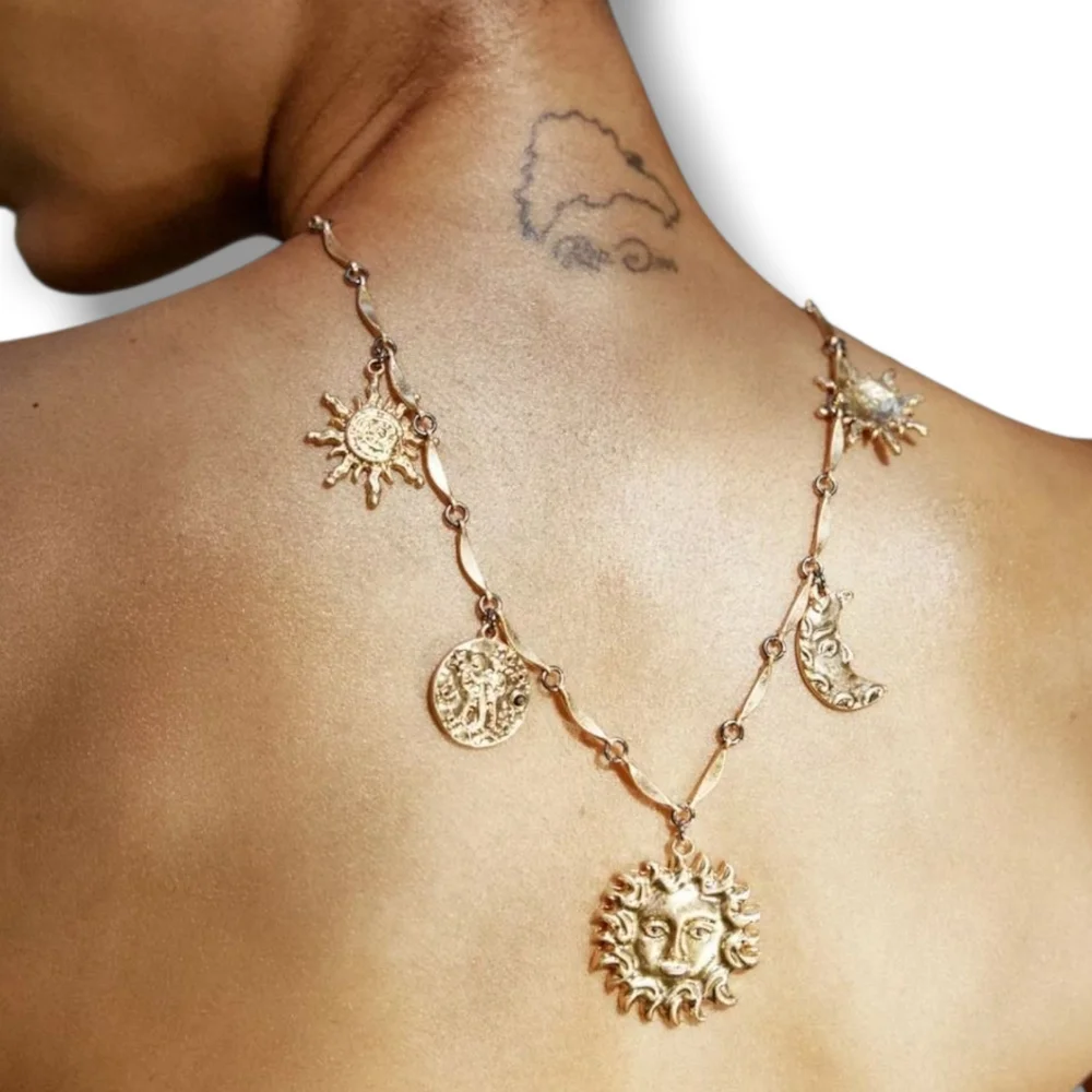 ZARA Pack of 2 Sun Moon Necklaces - Picture 1 of 14